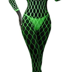 Volledige visnet bodysuit Neon